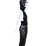 Alaia Winter 2022 Black Hooded Net Jersey Dress with Chrome Bauble Studs, side