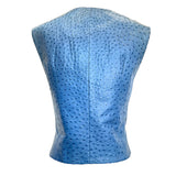 Hermes 1980's Rare Blue Ostrich Leather Vest , back