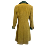 Richard Tyler 1990's Chartreuse and Emerald Green Wool and Velvet Coat, back