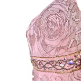 Emanuel Ungaro 2000's Rose Pink Embellished Lace and Silk Dress, side bust