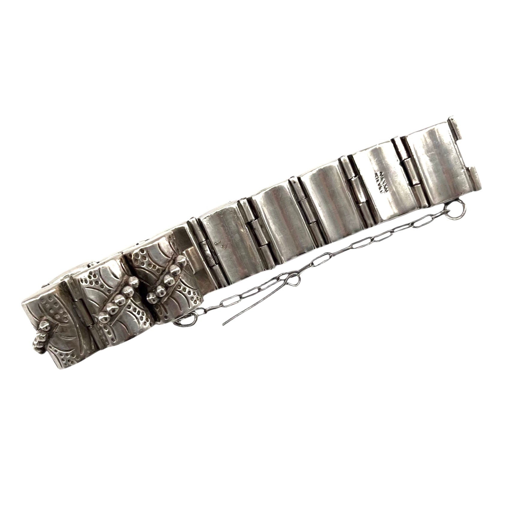 Mexican Taxco Modernist Sterling Silver Pin Clasp Bracelet, inside