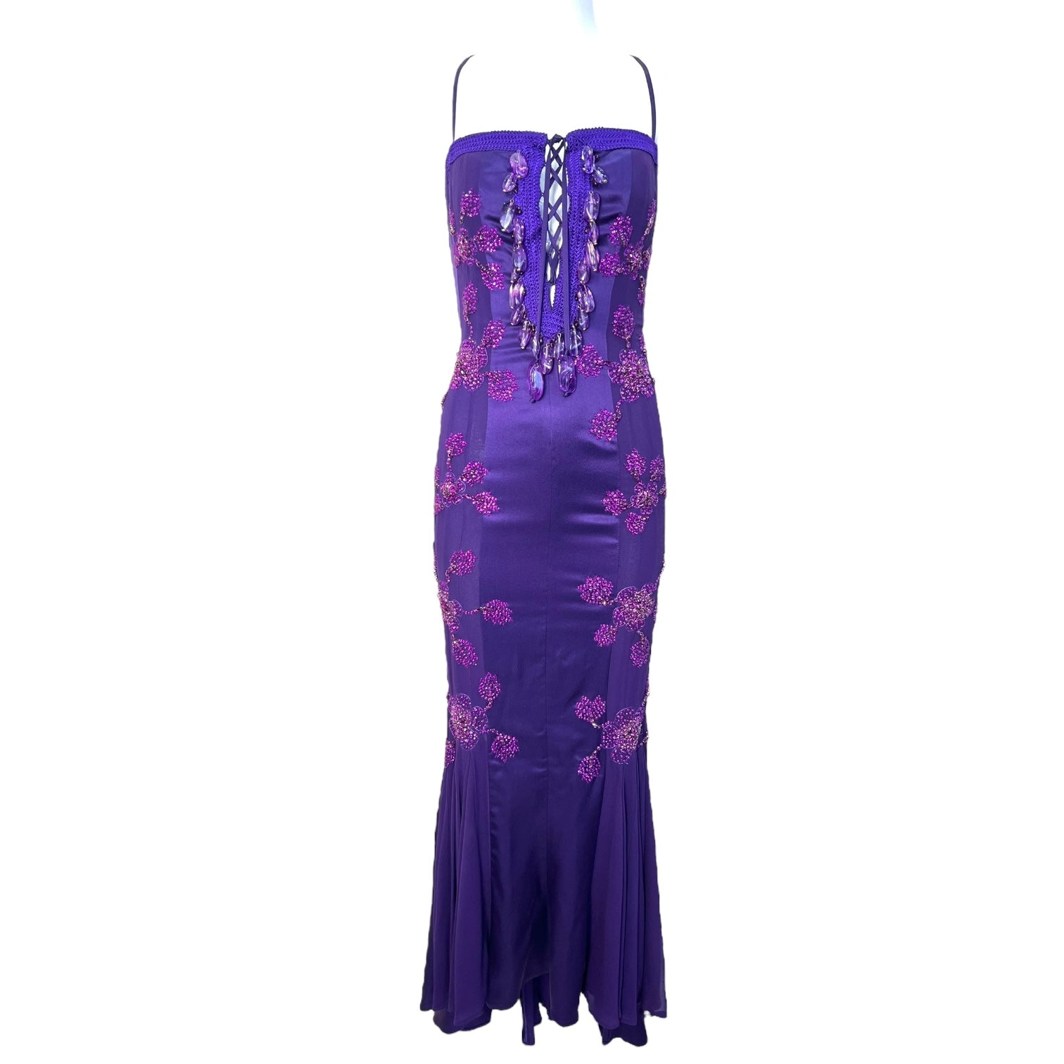 Emmanuel Unagro S/S 2005 Purple Rhinestone Lace-Up Gown