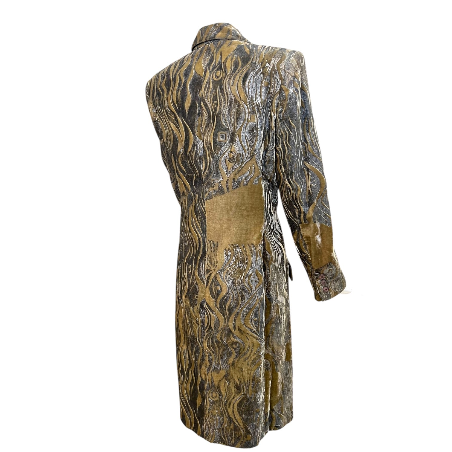 Bill Blass F/W 1997 Velvet Hand Silk Screened Coat, back side