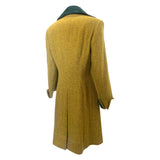Richard Tyler 1990's Chartreuse and Emerald Green Wool and Velvet Coat, back side