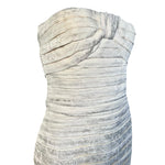 Lanvin 1980's Ivory Pleated Silk Jacquard Strapless Mini Dress, top side