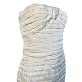Lanvin 1980's Ivory Pleated Silk Jacquard Strapless Mini Dress, top side
