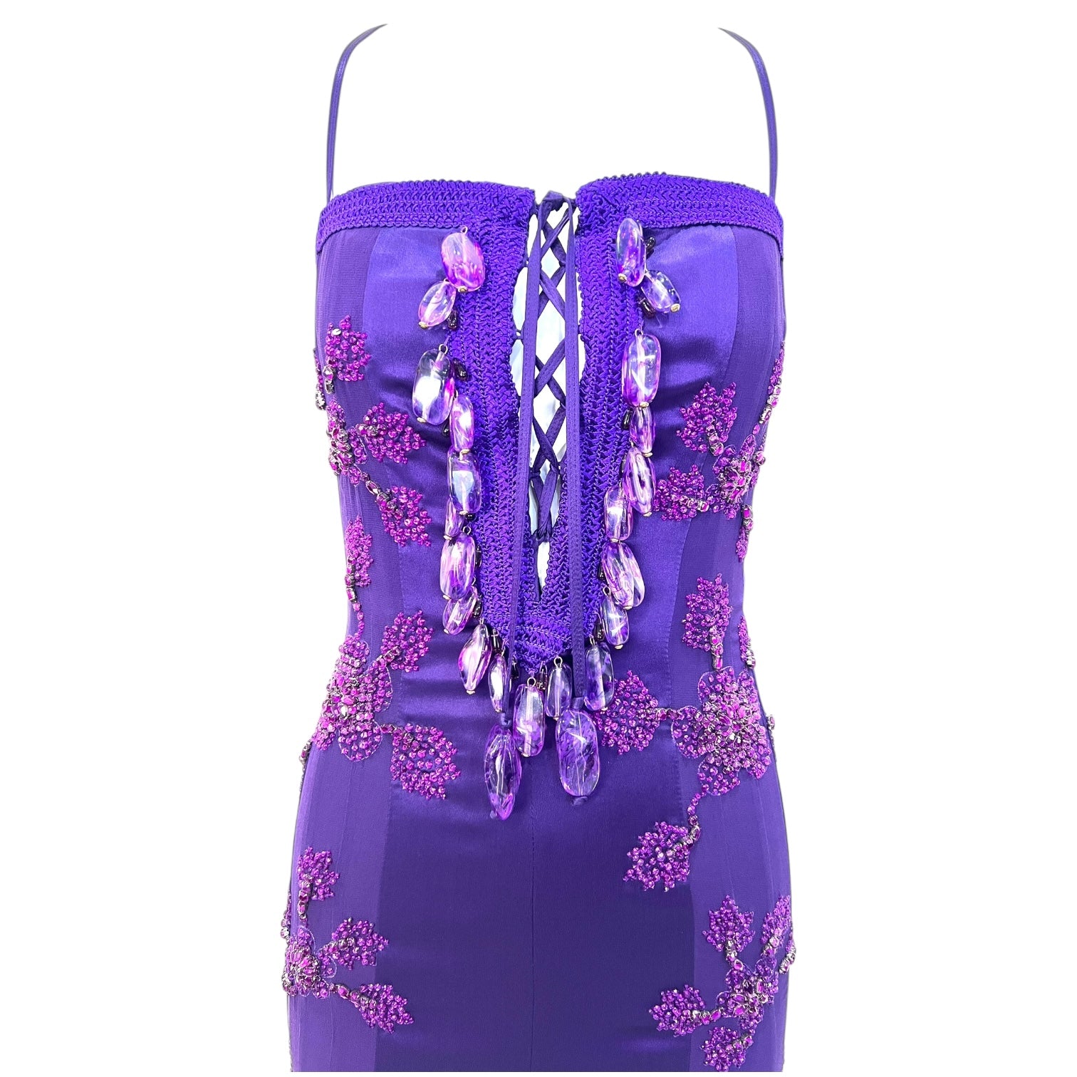Emmanuel Unagro S/S 2005 Purple Rhinestone Lace-Up Gown, top 2