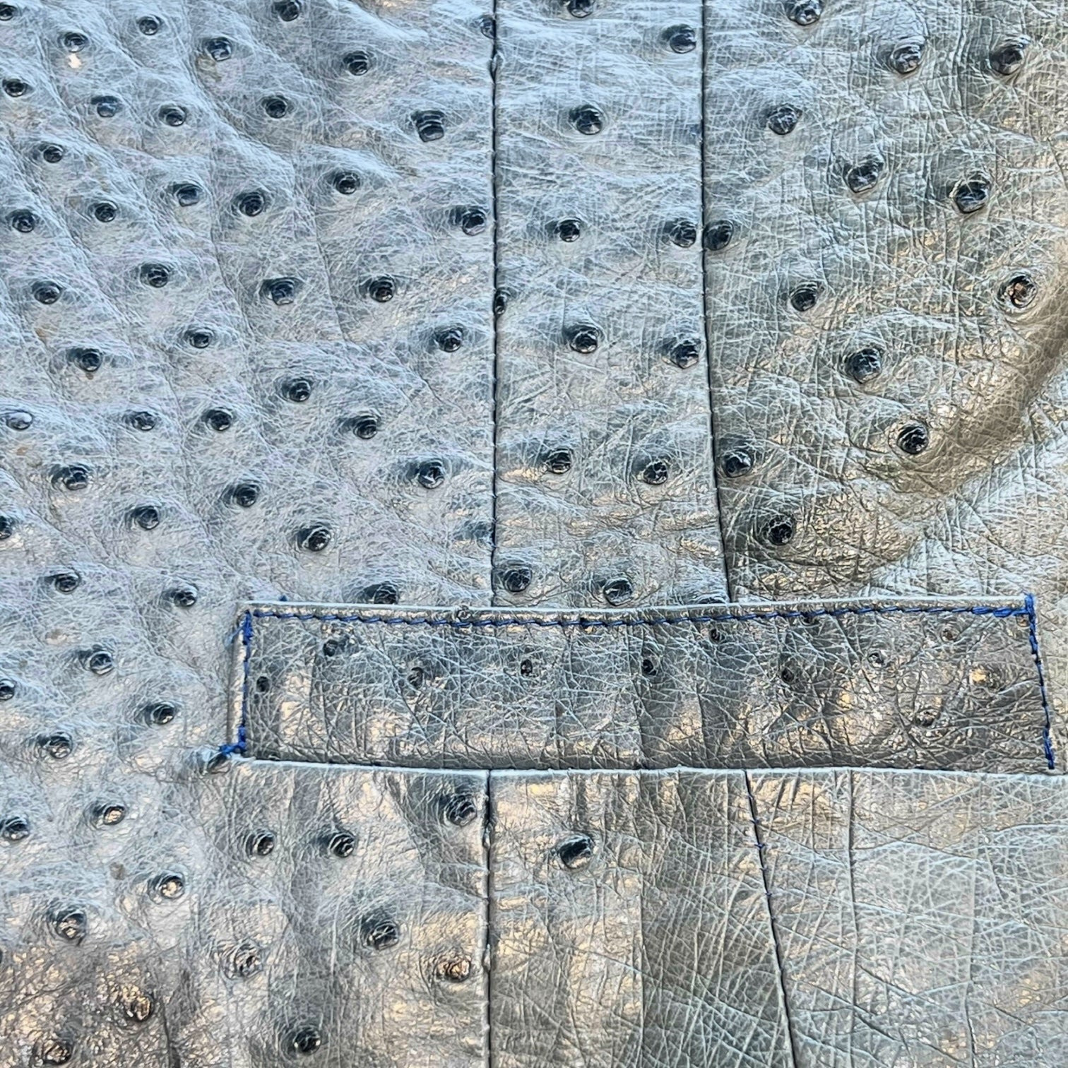 Hermes 1980's Rare Blue Ostrich Leather Vest , pocket