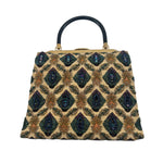 Elise Tu 1960's Beaded Peacock Tapestry Large Top Handle Handbag