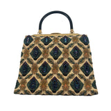 Elise Tu 1960's Beaded Peacock Tapestry Large Top Handle Handbag