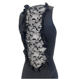 Alexander McQueen S/S 2012 Black Silk Ruffle and Lace Bodice Gown, back top