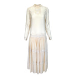 Chloé by Karl Lagerfeld 1970's Ecru Silk 1920's Inspired Drop Waist Dress