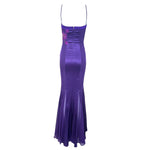 Emmanuel Unagro S/S 2005 Purple Rhinestone Lace-Up Gown, back