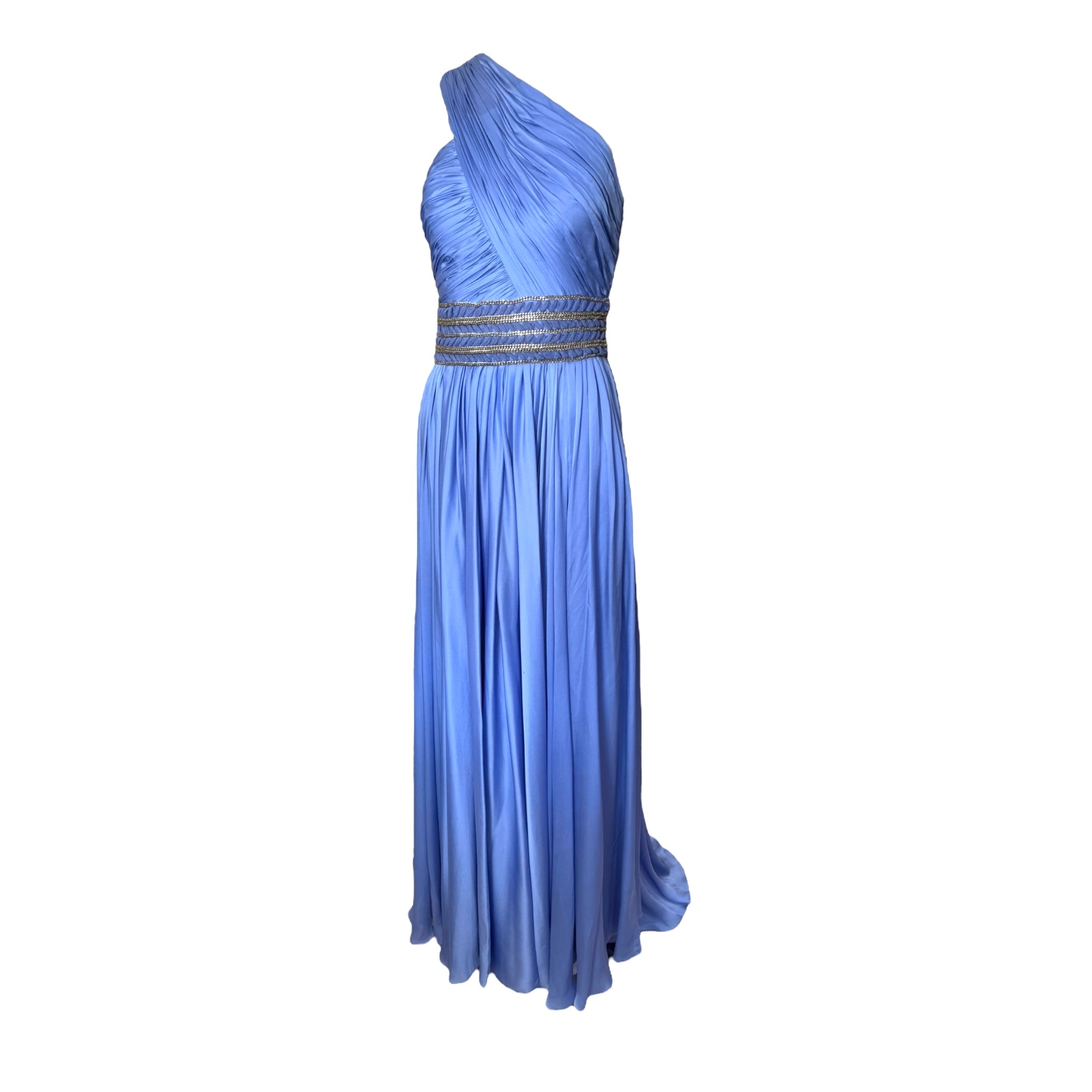 Lorena Sarbu Periwinkle Blue One Shoulder Grecian Goddess Gown