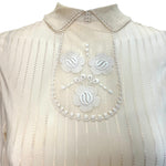 Chloé by Karl Lagerfeld 1970's Ecru Silk 1920's Inspired Drop Waist Dress, neck 2