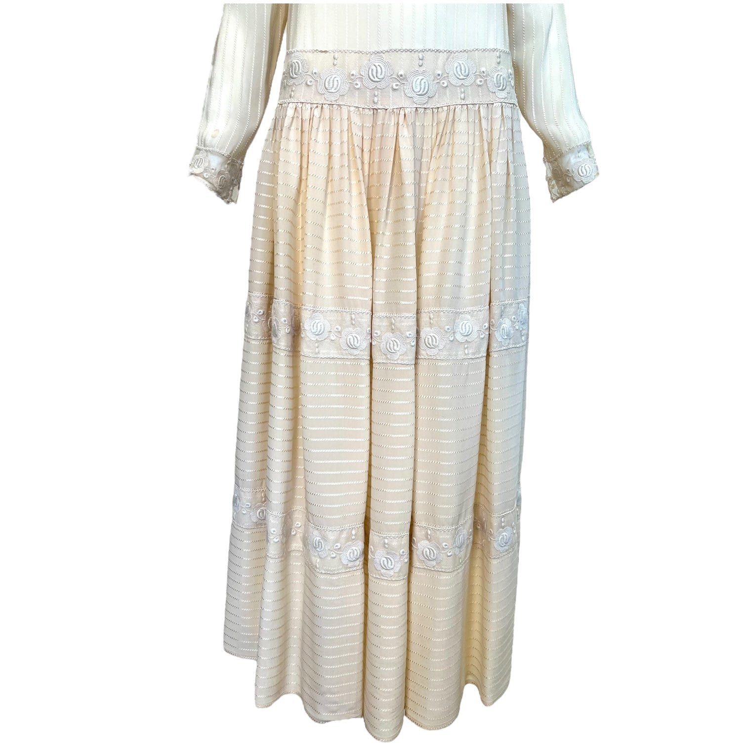 Chloé by Karl Lagerfeld 1970's Ecru Silk 1920's Inspired Drop Waist Dress ,skirt