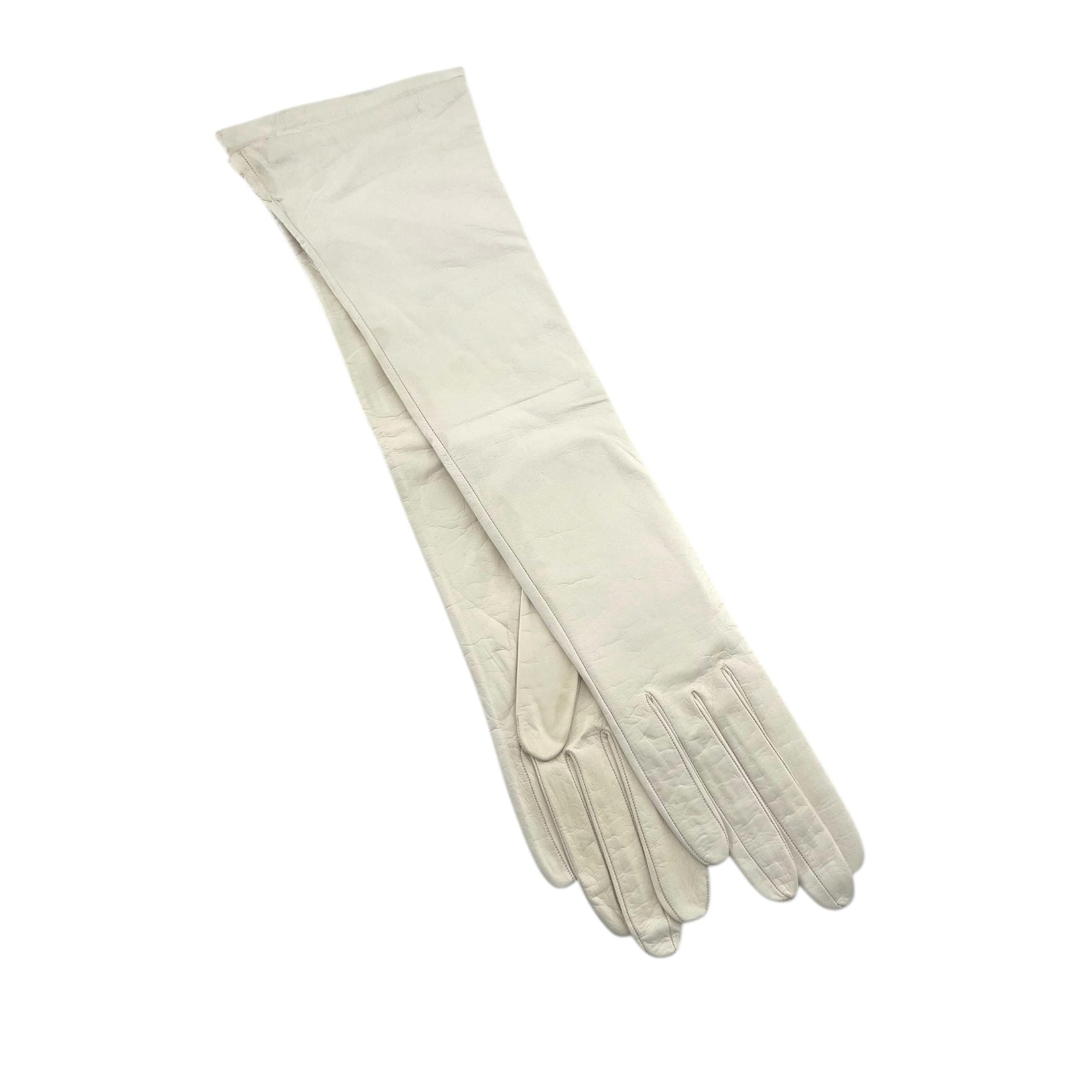 Christian Dior 1960's "Les Gants" Ivory Leather Gloves, Original Packaging