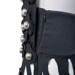 Alaia Winter 2022 Black Hooded Net Jersey Dress with Chrome Bauble Studs, zipper