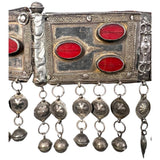 19th Century Teke Turkmen Silver and Carnelian Pendant Wedding Belt, detail