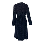 Bill Blass 1970s Black Animal Print Textured Velvet Belted Belted Coat, back