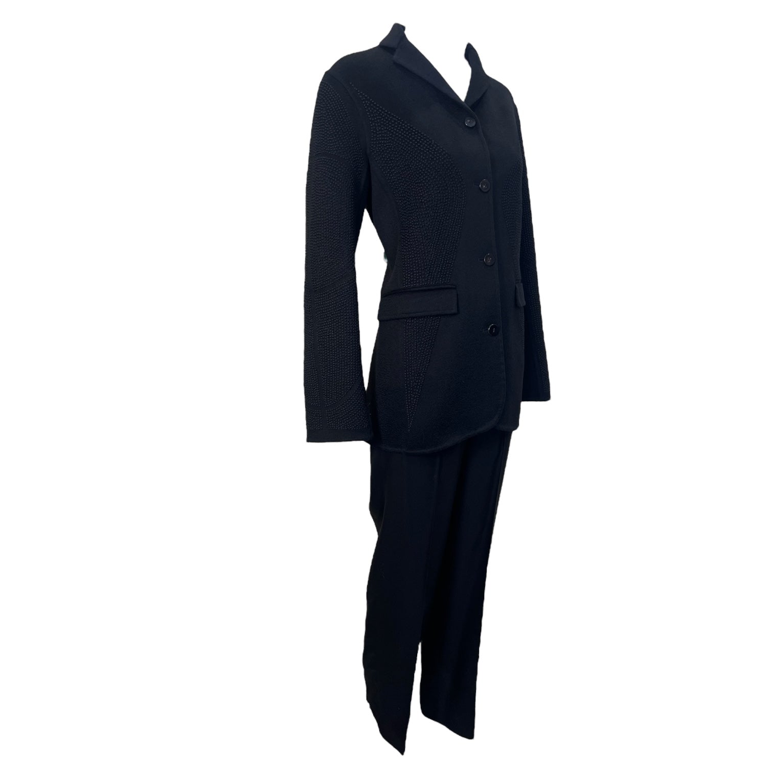 Chado Ralph Rucci S/S 2001 Charcoal Black Cashmere Pant Suit, side