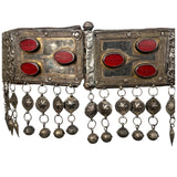 19th Century Teke Turkmen Silver and Carnelian Pendant Wedding Belt, front