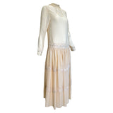 Chloé by Karl Lagerfeld 1970's Ecru Silk 1920's Inspired Drop Waist Dress, side