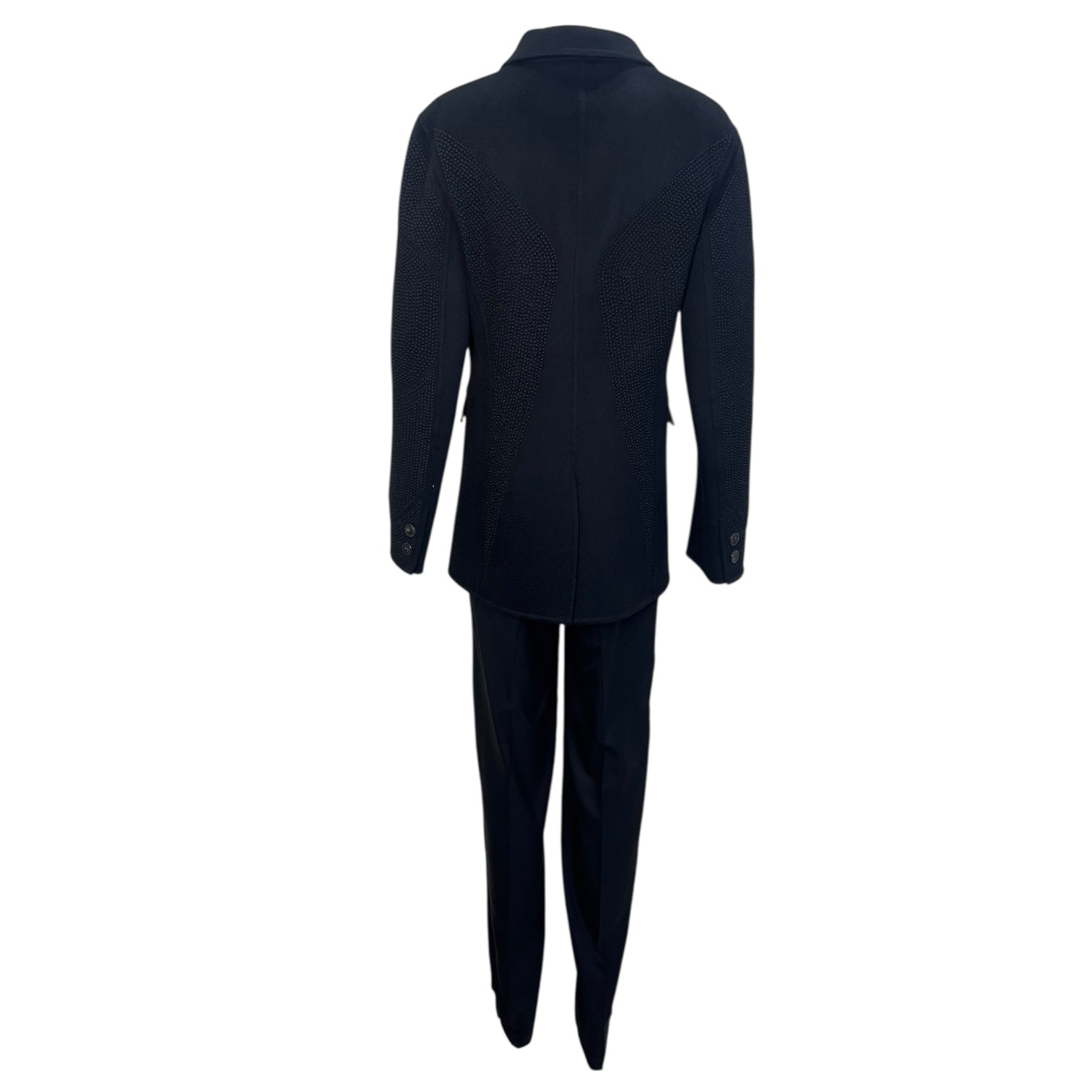 Chado Ralph Rucci S/S 2001 Charcoal Black Cashmere Pant Suit, back