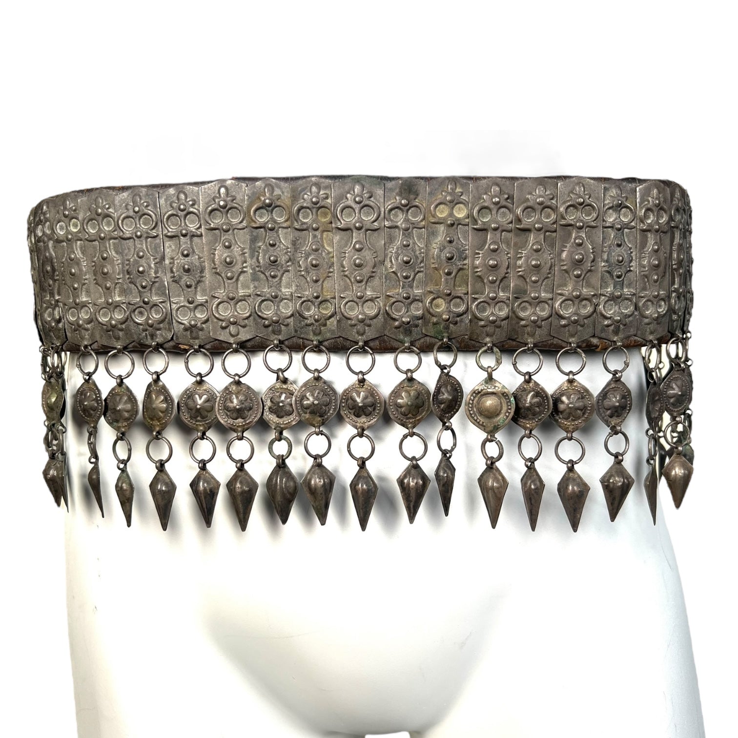 19th Century Teke Turkmen Silver and Carnelian Pendant Wedding Belt, back