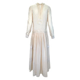 Chloé by Karl Lagerfeld 1970's Ecru Silk 1920's Inspired Drop Waist Dress, back
