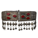 19th Century Teke Turkmen Silver and Carnelian Pendant Wedding Belt