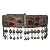 19th Century Teke Turkmen Silver and Carnelian Pendant Wedding Belt