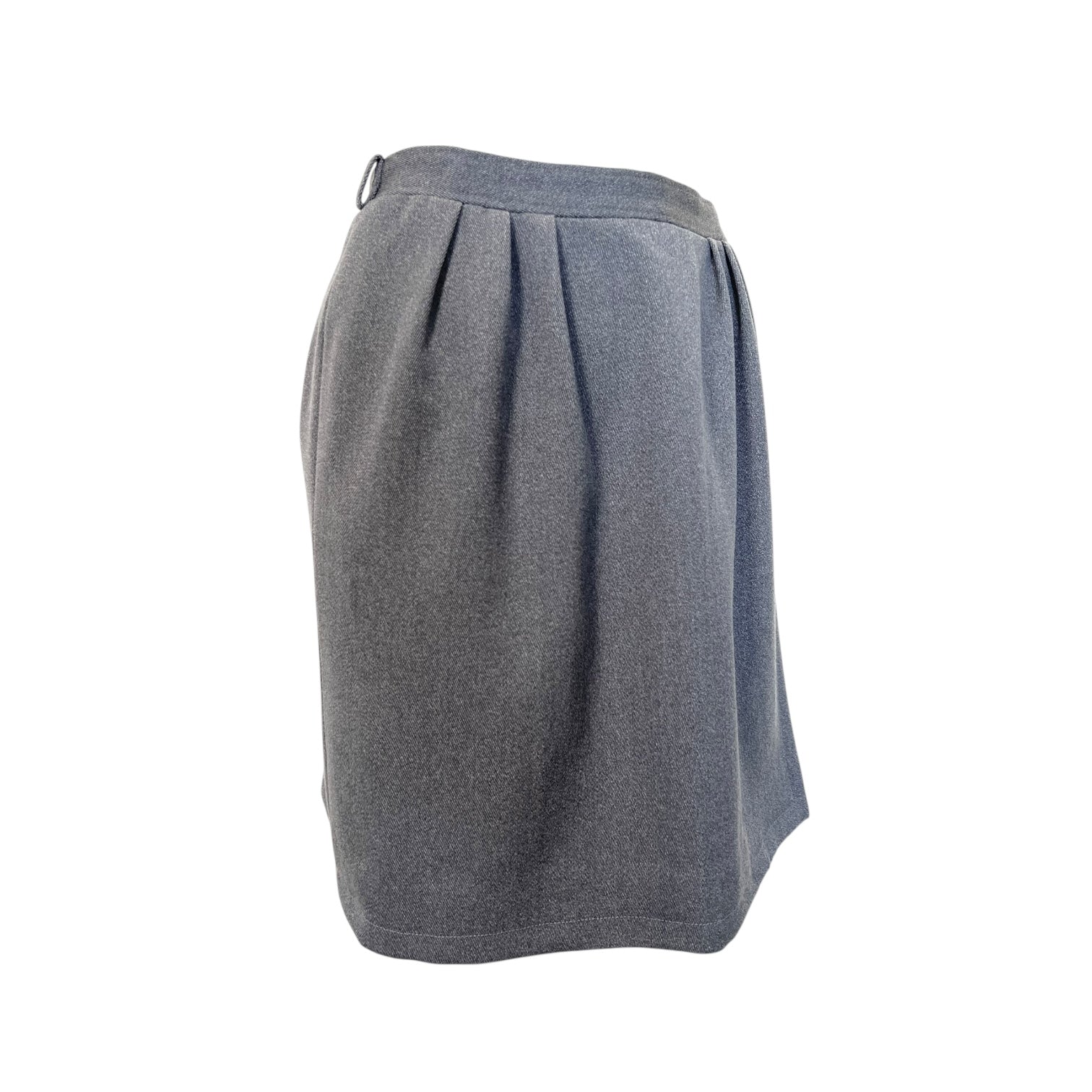 Yves Saint Laurent Haute Couture Fall 1981 Grey Wool Skirt Suit, skirt side