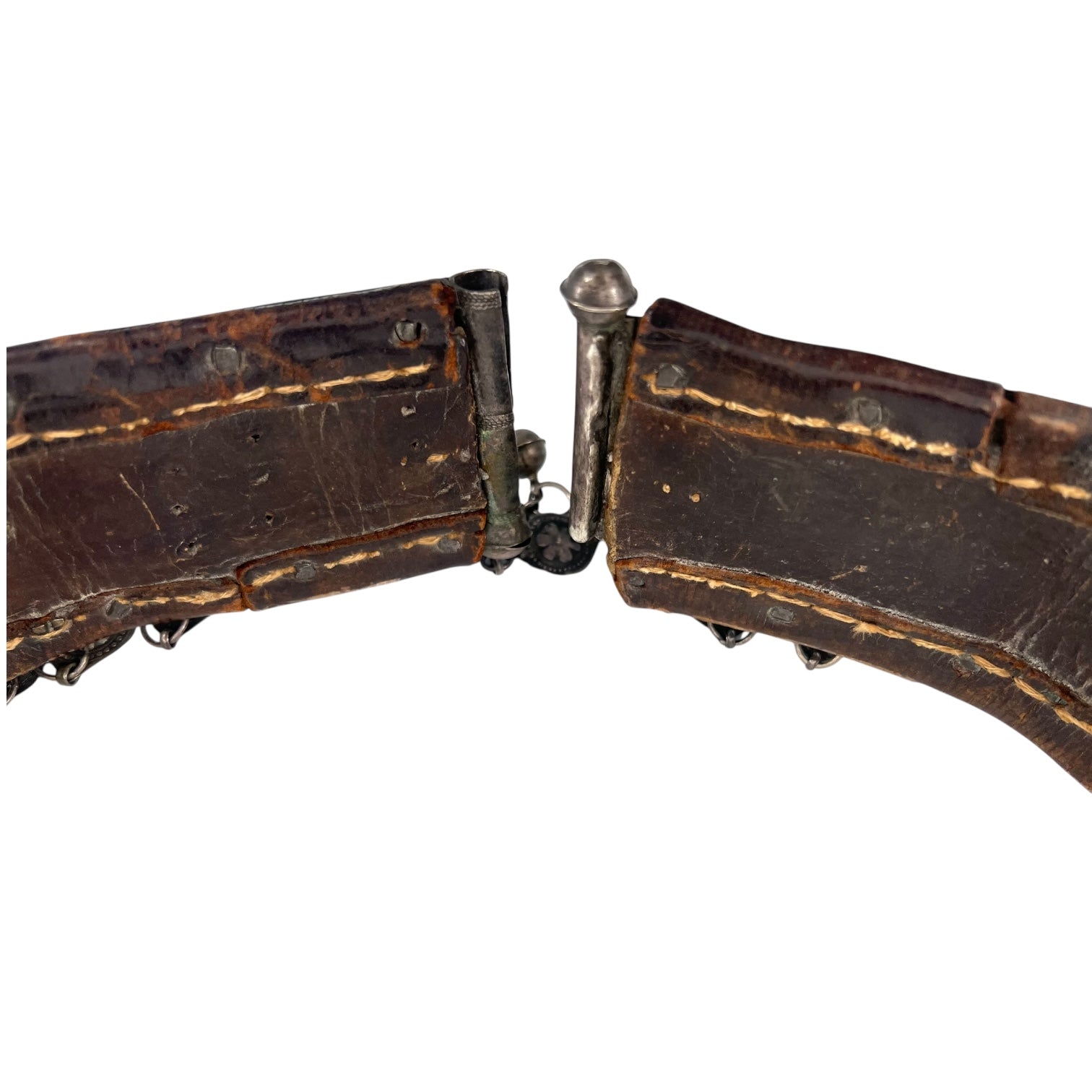 19th Century Teke Turkmen Silver and Carnelian Pendant Wedding Belt, closure