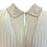 Chloé by Karl Lagerfeld 1970's Ecru Silk 1920's Inspired Drop Waist Dress, neck