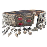 19th Century Teke Turkmen Silver and Carnelian Pendant Wedding Belt, side open