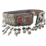 19th Century Teke Turkmen Silver and Carnelian Pendant Wedding Belt, side open