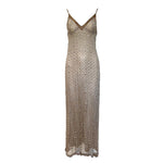 SCASSI 1970's Beige All-Over Crystal Embellished Naked Gown