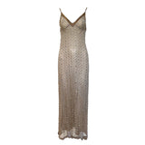 SCASSI 1970's Beige All-Over Crystal Embellished Naked Gown