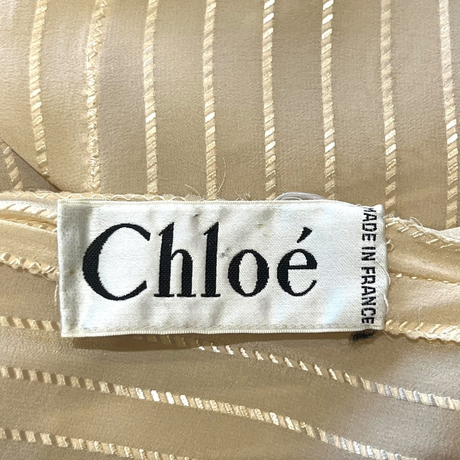 Chloé by Karl Lagerfeld 1970's Ecru Silk 1920's Inspired Drop Waist Dress, label