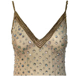 SCASSI 1970's Beige All-Over Crystal Embellished Naked Gown, top