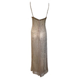 SCASSI 1970's Beige All-Over Crystal Embellished Naked Gown, back