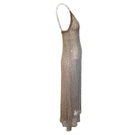 SCASSI 1970's Beige All-Over Crystal Embellished Naked Gown, side