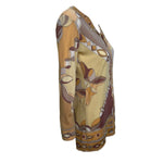 Pucci 1970's Yellow and Tan Printed Silk Jersey Blouse, side 2