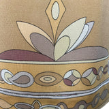 Pucci 1970's Yellow and Tan Printed Silk Jersey Blouse, pinhole