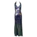1990's Iridescent Sequin Mermaid Halter Gown