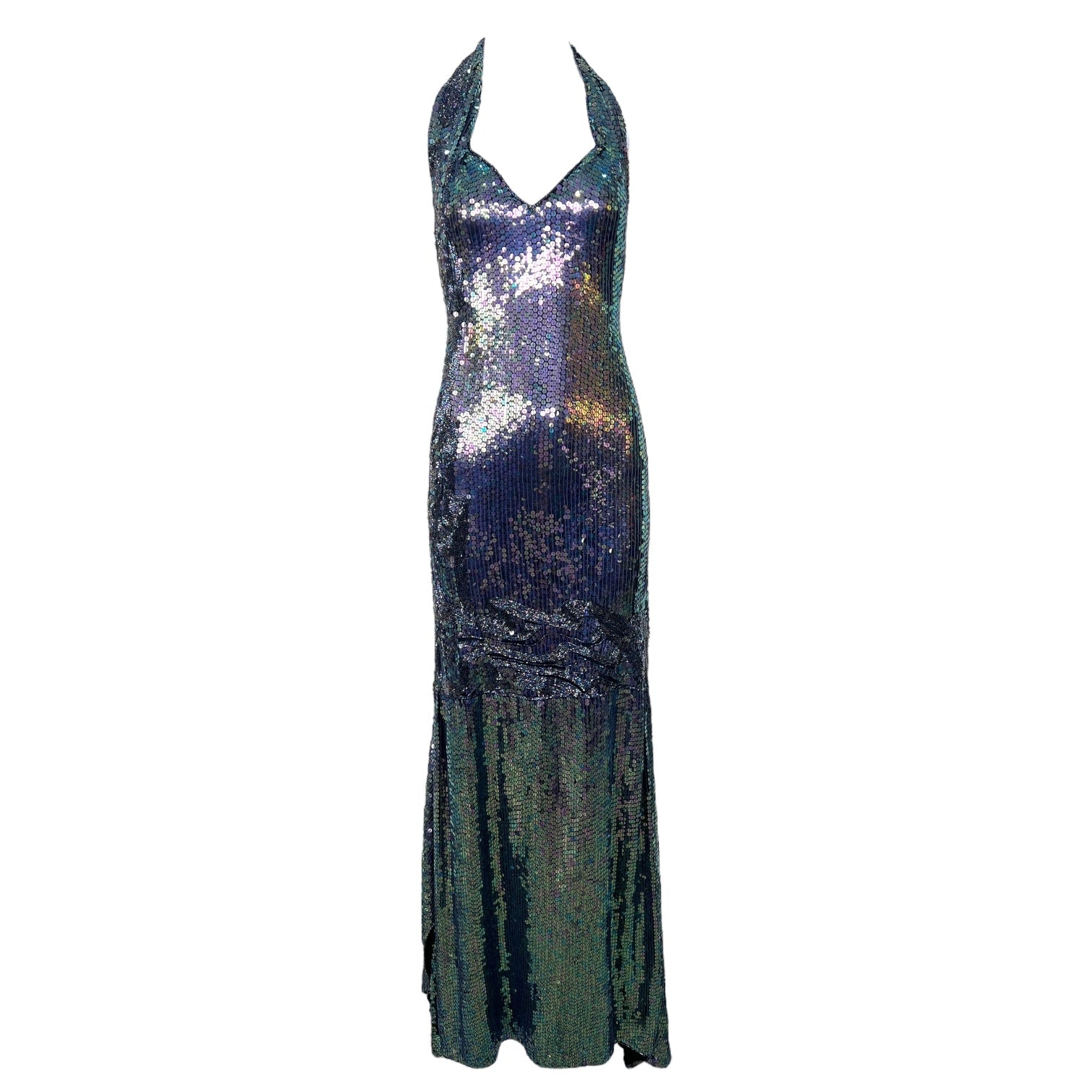 1990's Iridescent Sequin Mermaid Halter Gown