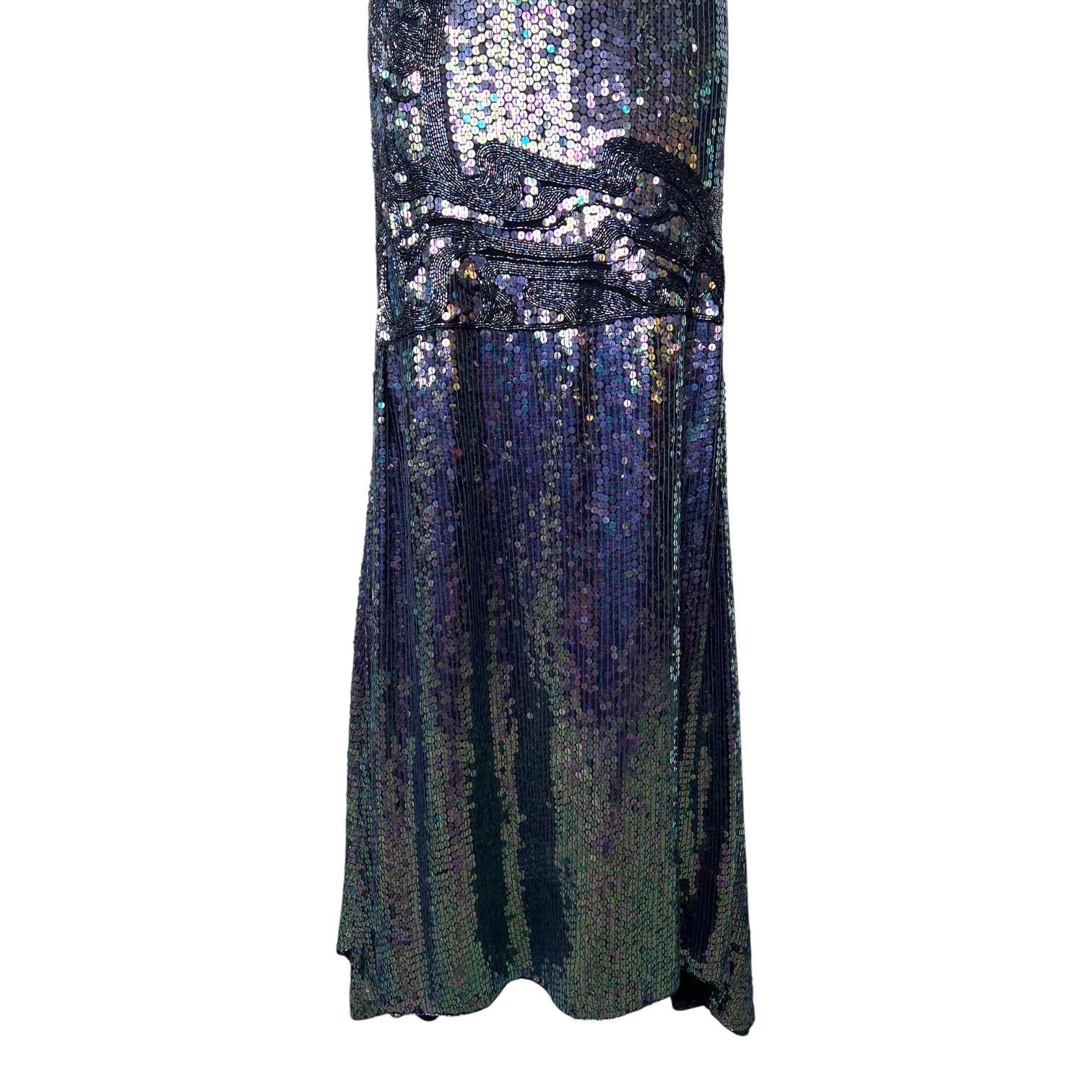 1990's Iridescent Sequin Mermaid Halter Gown, skirt