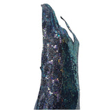 1990's Iridescent Sequin Mermaid Halter Gown, top side