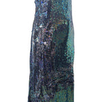 1990's Iridescent Sequin Mermaid Halter Gown, skirt side
